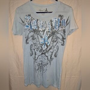 Aqua VI Y2K vintage Affliction‎ womens size MD light blue